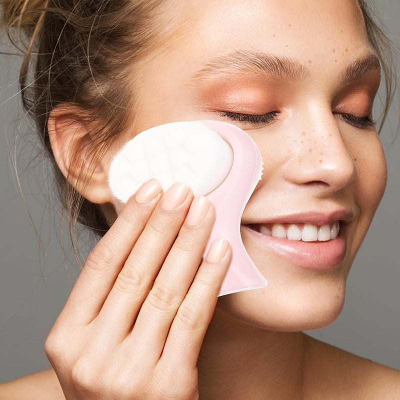 Pink Double Sided Soft Silicone Facial Cleansing Brush Gentle Exfoliator For Deep Pore Cleaning - Image 3